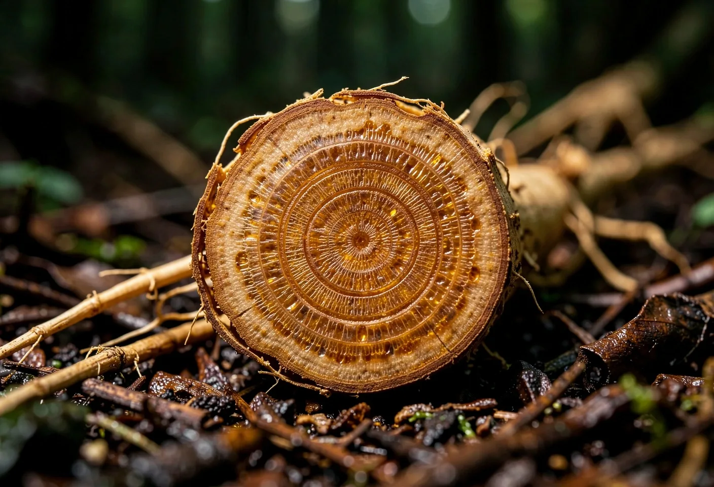 Macro cross-section of ginseng root